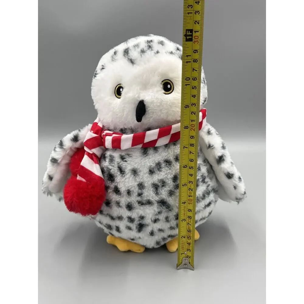 Spotted Snowy Owl Plush W/ Holiday Scarf 12” Stuffed Animal Squeaker Toy No Tag